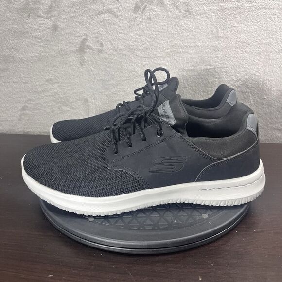 Skechers Men's Sz 10.5 Delson Swift Fit Hands Free Memory Foam Black Shoes - Picture 3 of 10